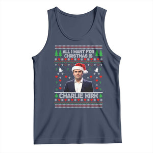 Charlie Kirk Christmas Tank Top Freedom Memorial Patriotic Christian Xmas TS14 Navy Print Your Wear