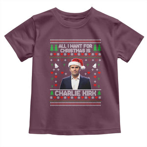 Charlie Kirk Christmas Toddler T Shirt Freedom Memorial Patriotic Christian Xmas TS14 Maroon Print Your Wear