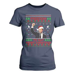 Charlie Kirk Christmas T Shirt For Women Freedom To Say Merry Christmas TS14 Navy Print Your Wear