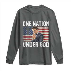 Charlie Kirk Christian Long Sleeve Shirt One Nation Under God Patriotic Faith TS14 Dark Heather Print Your Wear