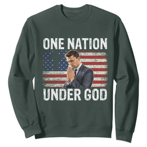 Charlie Kirk Christian Sweatshirt One Nation Under God Patriotic Faith TS14 Dark Forest Green Print Your Wear
