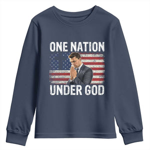 Charlie Kirk Christian Youth Sweatshirt One Nation Under God Patriotic Faith TS14 Navy Print Your Wear