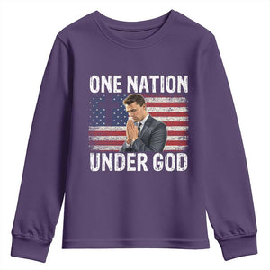 Charlie Kirk Christian Youth Sweatshirt One Nation Under God Patriotic Faith TS14 Purple Print Your Wear