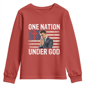 Charlie Kirk Christian Youth Sweatshirt One Nation Under God Patriotic Faith TS14 Red Print Your Wear