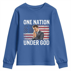 Charlie Kirk Christian Youth Sweatshirt One Nation Under God Patriotic Faith TS14 Royal Blue Print Your Wear