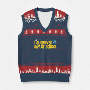 67 Six Seven Meme V-Neck Knit Sweater Vest Funny Hanukkah School Days TS14 Navy Red Print Your Wear