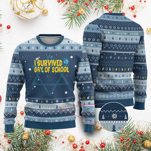 67 Six Seven Meme Hanukkah Ugly Sweater Funny Dreidel Chanukkah TS14 Navy Light Blue Print Your Wear