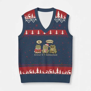 67 Six Seven Xmas Meme V-Neck Knit Sweater Vest Funny Frog Xmas Xmas TS14 Navy Red Print Your Wear