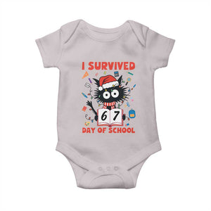 I Survived 67 Days Of School Cat Meme Baby Onesie Funny Christmas Six Seven Meme TS14 Ice Gray Print Your Wear