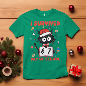 I Survived 67 Days Of School Cat Meme T Shirt Funny Christmas Six Seven Meme TS14 Irish Green Print Your Wear