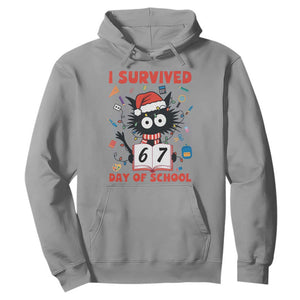 I Survived 67 Days Of School Cat Meme Hoodie Funny Christmas Six Seven Meme TS14 Sport Gray Print Your Wear