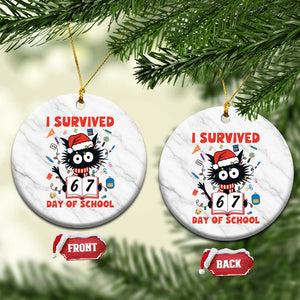 I Survived 67 Days Of School Cat Meme Ceramic Ornament Funny Christmas Six Seven Meme TS14 1pc White Marble Print Your Wear