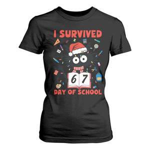 I Survived 67 Days Of School Cat Meme T Shirt For Women Funny Christmas Six Seven Meme TS14 Black Print Your Wear