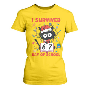 I Survived 67 Days Of School Cat Meme T Shirt For Women Funny Christmas Six Seven Meme TS14 Daisy Print Your Wear