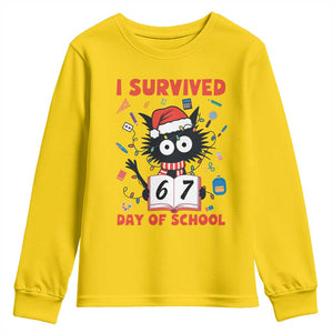 I Survived 67 Days Of School Cat Meme Youth Sweatshirt Funny Christmas Six Seven Meme TS14 Daisy Print Your Wear