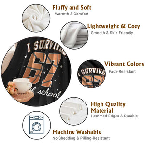 67 Six Seven Meme Throw Blanket I Survived Days Of School TS14 Print Your Wear