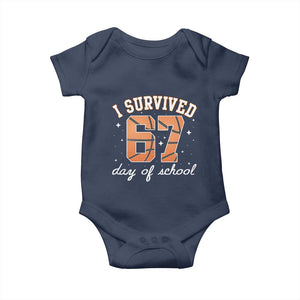 67 Six Seven Meme Baby Onesie I Survived Days Of School TS14 Navy Print Your Wear