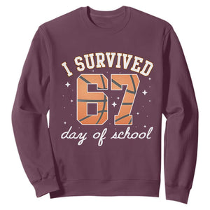 67 Six Seven Meme Sweatshirt I Survived Days Of School TS14 Maroon Print Your Wear