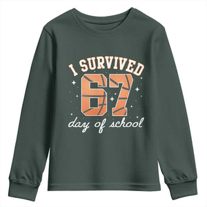 67 Six Seven Meme Youth Sweatshirt I Survived Days Of School TS14 Dark Forest Green Print Your Wear