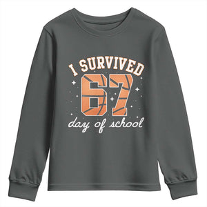 67 Six Seven Meme Youth Sweatshirt I Survived Days Of School TS14 Dark Heather Print Your Wear