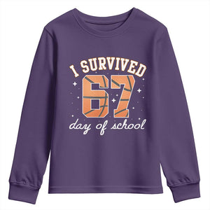 67 Six Seven Meme Youth Sweatshirt I Survived Days Of School TS14 Purple Print Your Wear