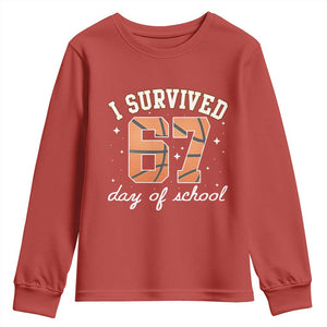 67 Six Seven Meme Youth Sweatshirt I Survived Days Of School TS14 Red Print Your Wear