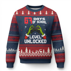 67 Six Seven Xmas Meme Ugly Christmas Sweater Funny Elf Hand Video Game Xmas TS14 Navy Red Print Your Wear