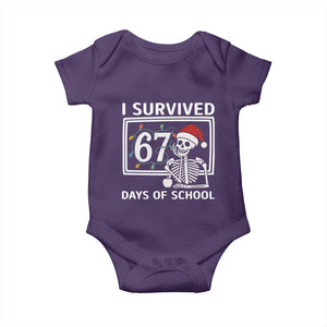 I Survived 67 Days Of School Skeleton Baby Onesie Funny Christmas Six Seven Meme TS14 Purple Print Your Wear