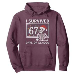I Survived 67 Days Of School Skeleton Hoodie Funny Christmas Six Seven Meme TS14 Maroon Print Your Wear