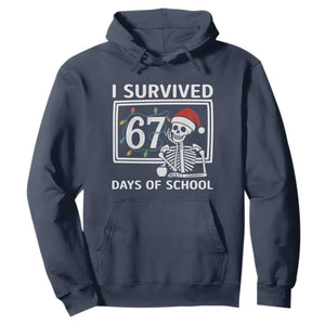 I Survived 67 Days Of School Skeleton Hoodie Funny Christmas Six Seven Meme TS14 Navy Print Your Wear