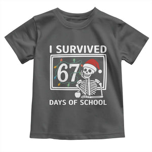 I Survived 67 Days Of School Skeleton Toddler T Shirt Funny Christmas Six Seven Meme TS14 Dark Heather Print Your Wear