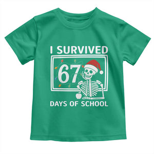 I Survived 67 Days Of School Skeleton Toddler T Shirt Funny Christmas Six Seven Meme TS14 Irish Green Print Your Wear