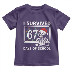 I Survived 67 Days Of School Skeleton Toddler T Shirt Funny Christmas Six Seven Meme TS14 Purple Print Your Wear