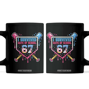 I Survived 67 Days Of School Baseball Ice Cream Coffee Mug Funny Christmas Six Seven Meme TS14 Black Print Your Wear
