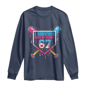 I Survived 67 Days Of School Baseball Ice Cream Long Sleeve Shirt Funny Christmas Six Seven Meme TS14 Navy Print Your Wear