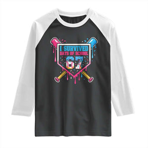 I Survived 67 Days Of School Baseball Ice Cream Raglan Shirt Funny Christmas Six Seven Meme TS14 Black White Print Your Wear