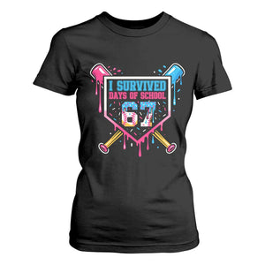 I Survived 67 Days Of School Baseball Ice Cream T Shirt For Women Funny Christmas Six Seven Meme TS14 Black Print Your Wear