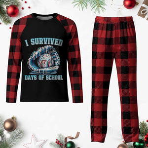 I Survived 67 Days Of School Baseball Glove Ice Cream Plaid Pajama Set Funny Christmas Six Seven Meme TS14 Buffalo Plaid Print Your Wear