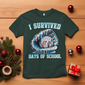 I Survived 67 Days Of School Baseball Glove Ice Cream T Shirt Funny Christmas Six Seven Meme TS14 Dark Forest Green Print Your Wear