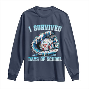 I Survived 67 Days Of School Baseball Glove Ice Cream Long Sleeve Shirt Funny Christmas Six Seven Meme TS14 Navy Print Your Wear