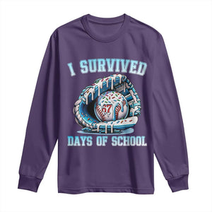 I Survived 67 Days Of School Baseball Glove Ice Cream Long Sleeve Shirt Funny Christmas Six Seven Meme TS14 Purple Print Your Wear