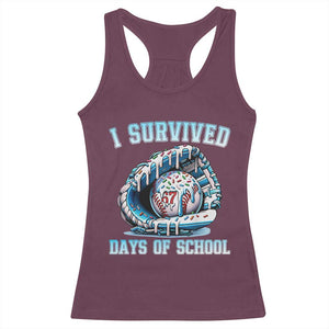 I Survived 67 Days Of School Baseball Glove Ice Cream Racerback Tank Top Funny Christmas Six Seven Meme TS14 Maroon Print Your Wear