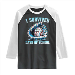 I Survived 67 Days Of School Baseball Glove Ice Cream Raglan Shirt Funny Christmas Six Seven Meme TS14 Black White Print Your Wear