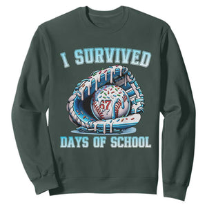 I Survived 67 Days Of School Baseball Glove Ice Cream Sweatshirt Funny Christmas Six Seven Meme TS14 Dark Forest Green Print Your Wear