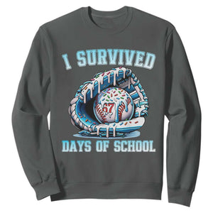 I Survived 67 Days Of School Baseball Glove Ice Cream Sweatshirt Funny Christmas Six Seven Meme TS14 Dark Heather Print Your Wear