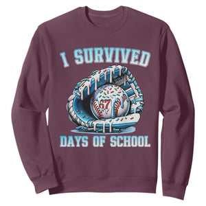 I Survived 67 Days Of School Baseball Glove Ice Cream Sweatshirt Funny Christmas Six Seven Meme TS14 Maroon Print Your Wear