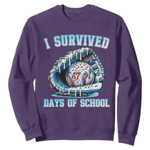 I Survived 67 Days Of School Baseball Glove Ice Cream Sweatshirt Funny Christmas Six Seven Meme TS14 Purple Print Your Wear