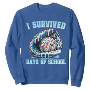 I Survived 67 Days Of School Baseball Glove Ice Cream Sweatshirt Funny Christmas Six Seven Meme TS14 Royal Blue Print Your Wear