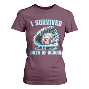 I Survived 67 Days Of School Baseball Glove Ice Cream T Shirt For Women Funny Christmas Six Seven Meme TS14 Maroon Print Your Wear