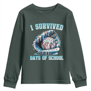 I Survived 67 Days Of School Baseball Glove Ice Cream Youth Sweatshirt Funny Christmas Six Seven Meme TS14 Dark Forest Green Print Your Wear